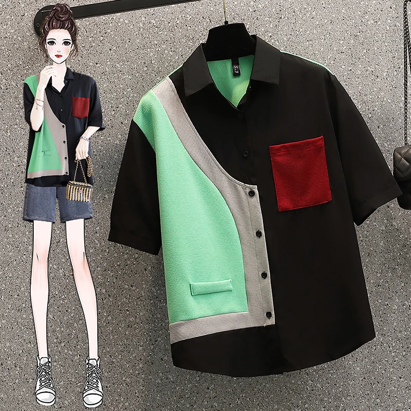 

Блузка с геометрическим принтом, в стиле ретро