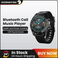 keshuyou i12 smartwatch men bluetooth call playback music full round screen heart rate monitor smart watch women for android ios
