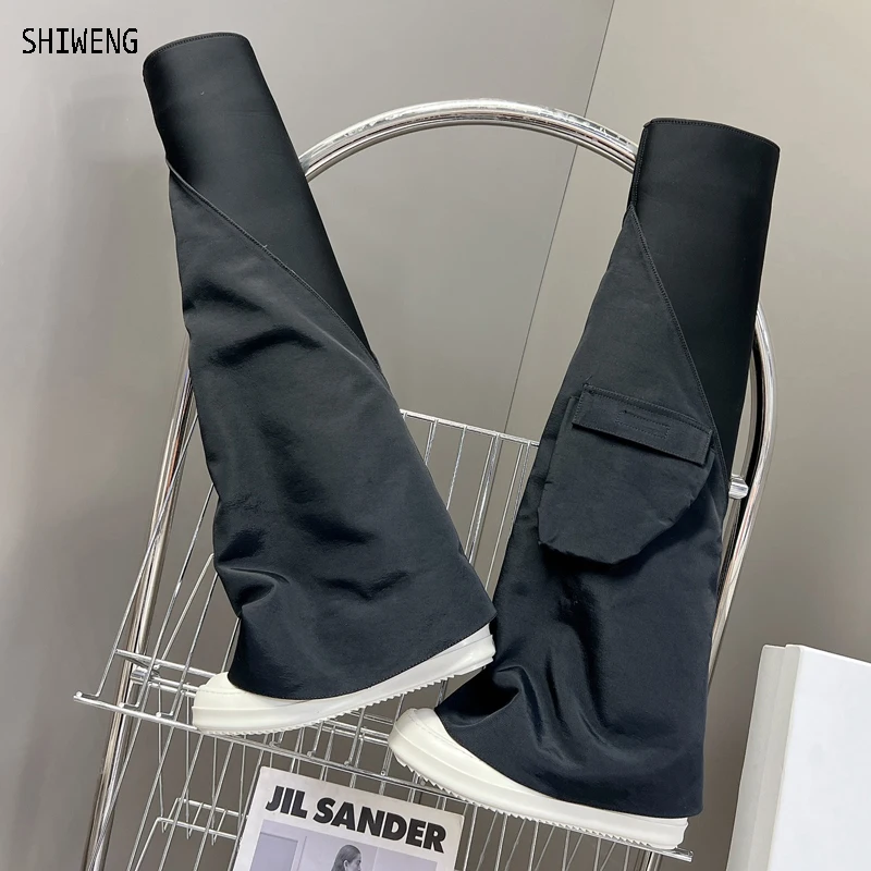 

Женские осенние длинные сапоги, женские сапоги выше колена на толстой подошве, высокие кроссовки на плоской платформе, трендовые сапоги, обувь для отдыха