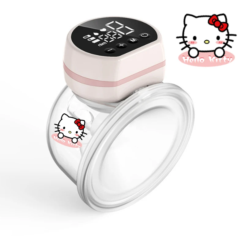 

New Kawaii Hello Kitty Wearable Electric Breast Pump High Suction Invisible One Piece Handles Portable Silent Safety Breast Pump