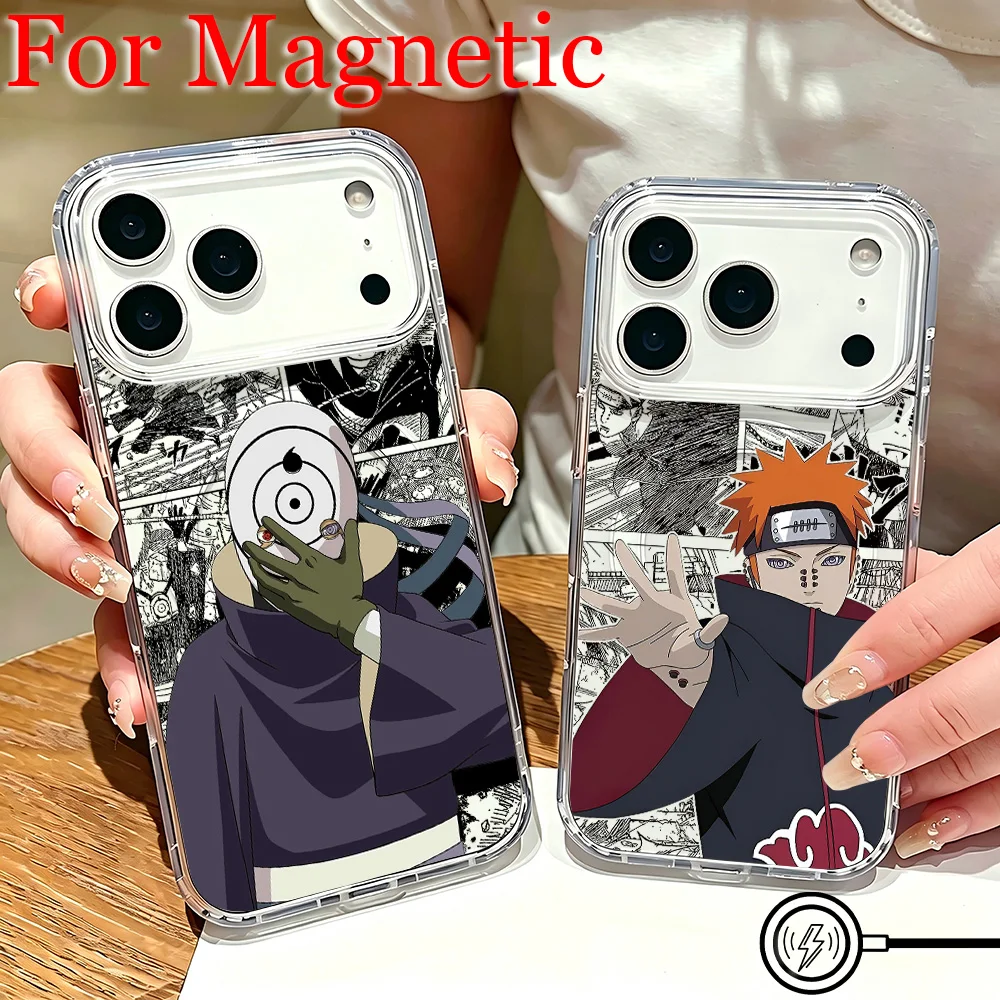Фото Японский магнитный чехол HotAnime для телефонов Samsung Galaxy S26 S25 S24 S23 S22 S21 S20 FE Edge Plus Ultra 5G с изображением Наруто, прозрачный TPU-чехол №1