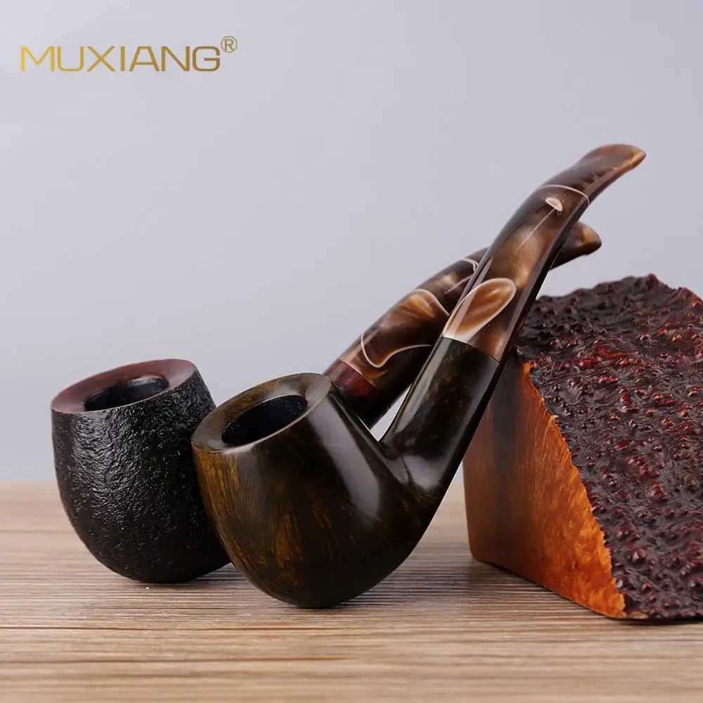 

Wood-scented solid wood pipe Wooden pipe 9mm filter color handle briar pipe