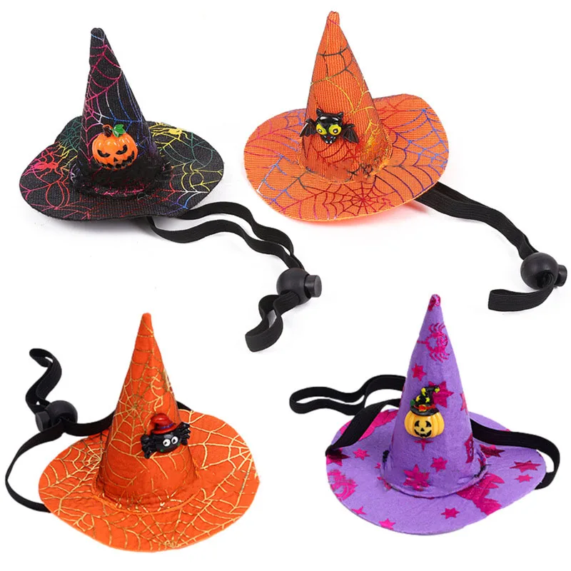 

Elastic Hair Band Pet Supplies Dog Cat Pumpkin Bat Hat Hair Accessories Happy Helloween Party Halloween Spider Web Witch Hat