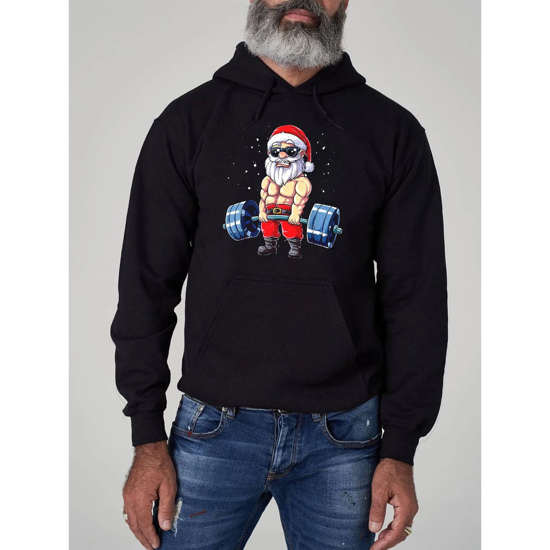 

Мужская Повседневная модная Толстовка с принтом гантелей Badassdude Santa