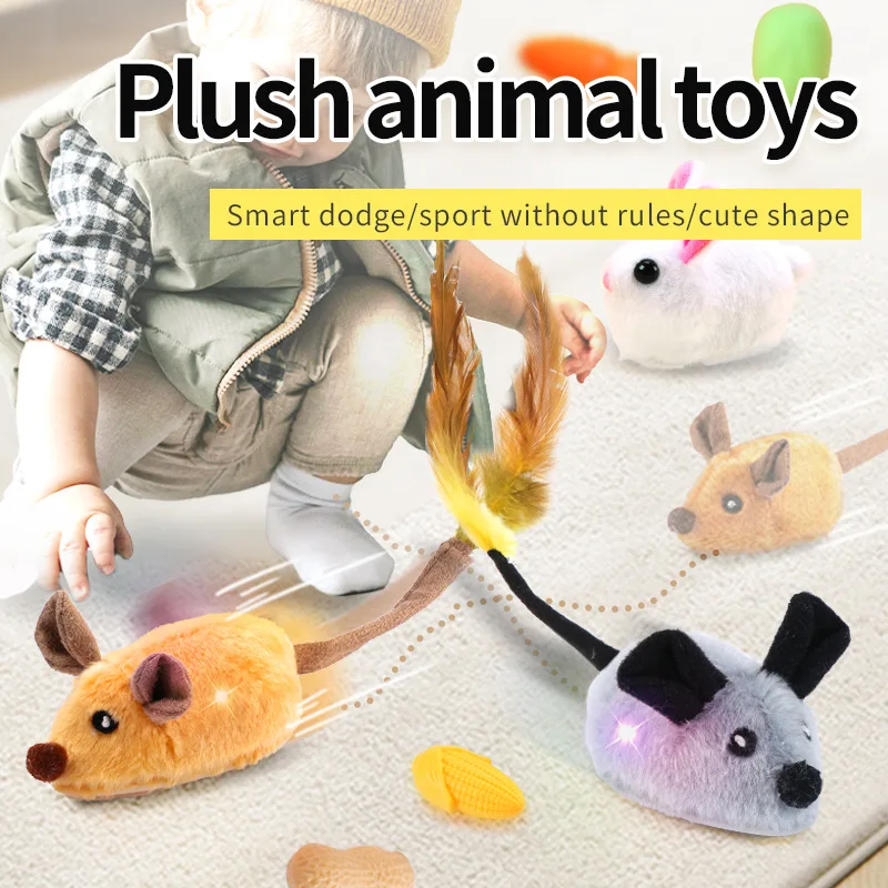 

Electric Mice Cat Toys Interactive Random Walking Simulation Mouse Pet Cat Plush Toy Vibration Sensor Kitten Cats Teaser Toys