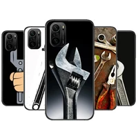 wrench maintenance worker phone case for xiaomi redmi poco f1 f2 f3 x3 pro m3 9c 10t lite nfc black cover silicone back prett mi