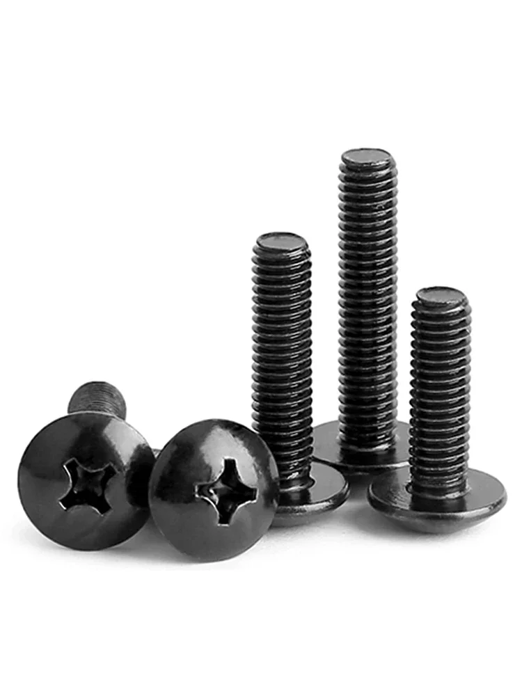 

M3 M4 M5 M6 Винты с крестообразным шлицем и крестообразной головкой, черная сталь/никелированный винт с грибовидной головкой, длина 4 ~ 30 мм