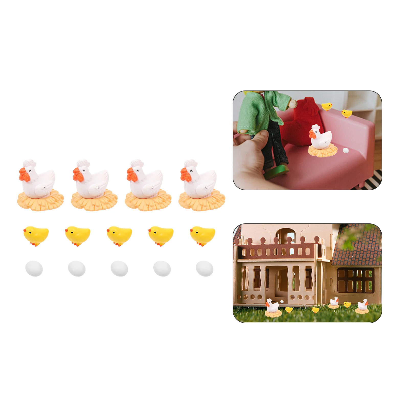 

14 Pcs Mini Chick Model Landscaping Decoration Egg and Coop Shape Bonsai Decor