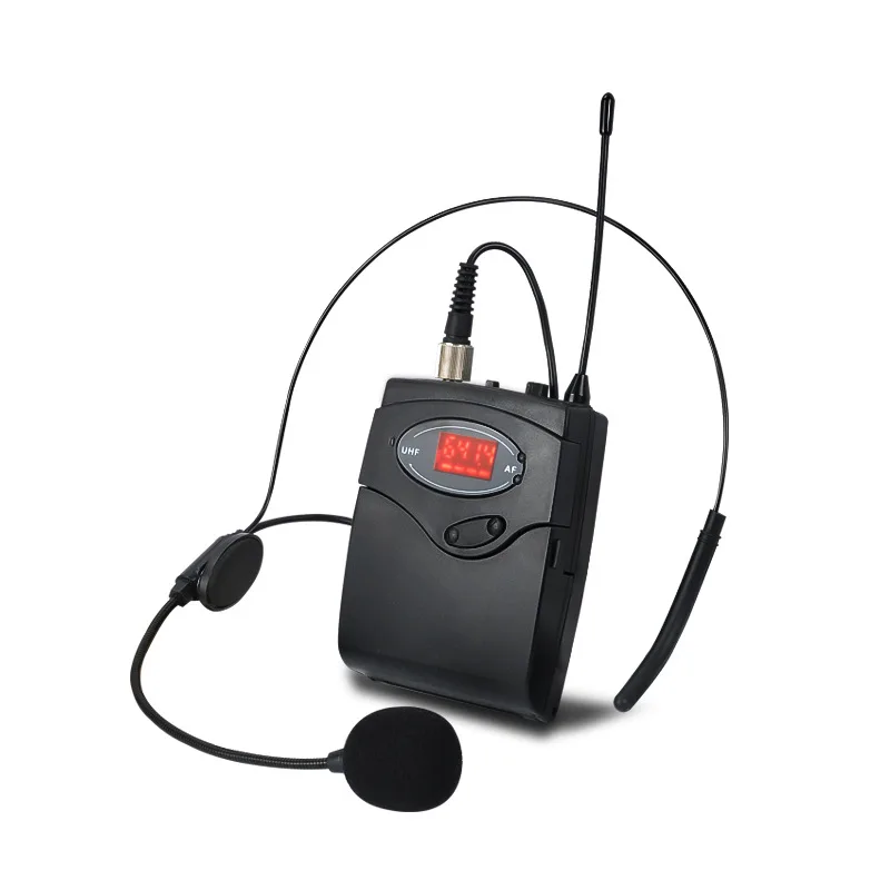 

Wireless Microphone Set with Head-Wear + Lavalier Lapel Mics Transmitter Receiver UHF Frequency for Speech Teaching