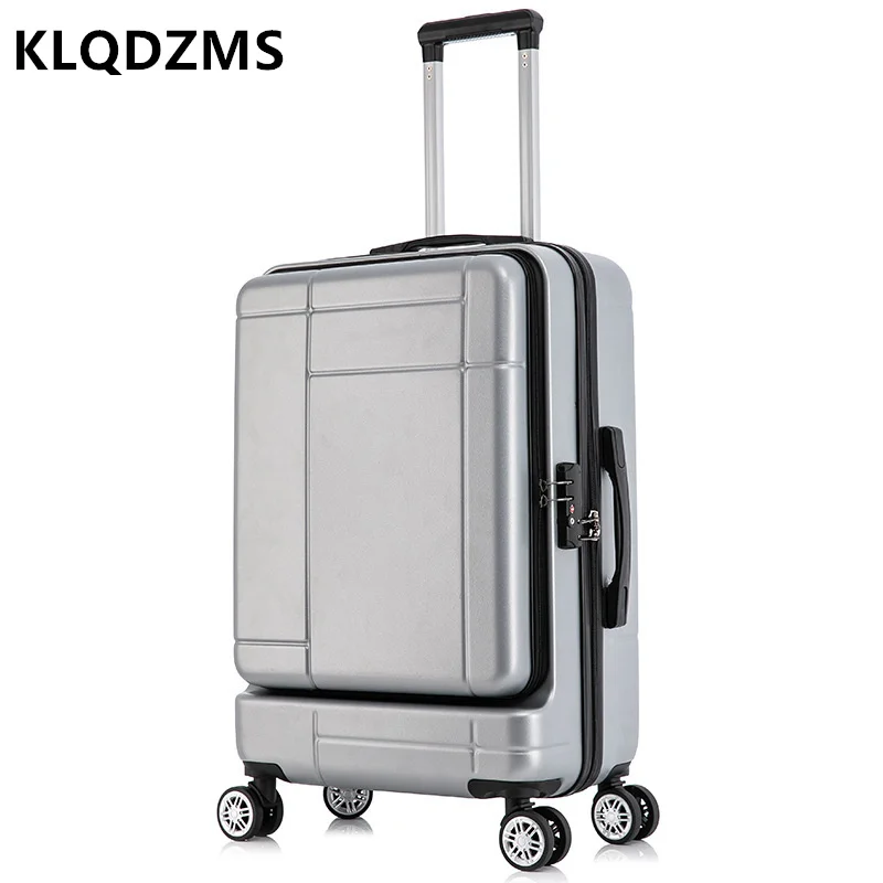 KLQDZMS New Business Trolley Suitcase Front Opening Can Be Stored Laptop Boarding Box Girls Hand Rolling Carry-on Luggage