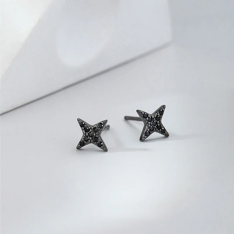 

Fashion Cute Small Star Black Cubic Zircon Mini Studs Earrings for Women Trendy Piercing Temperament Jewelry Orecchini Aretes