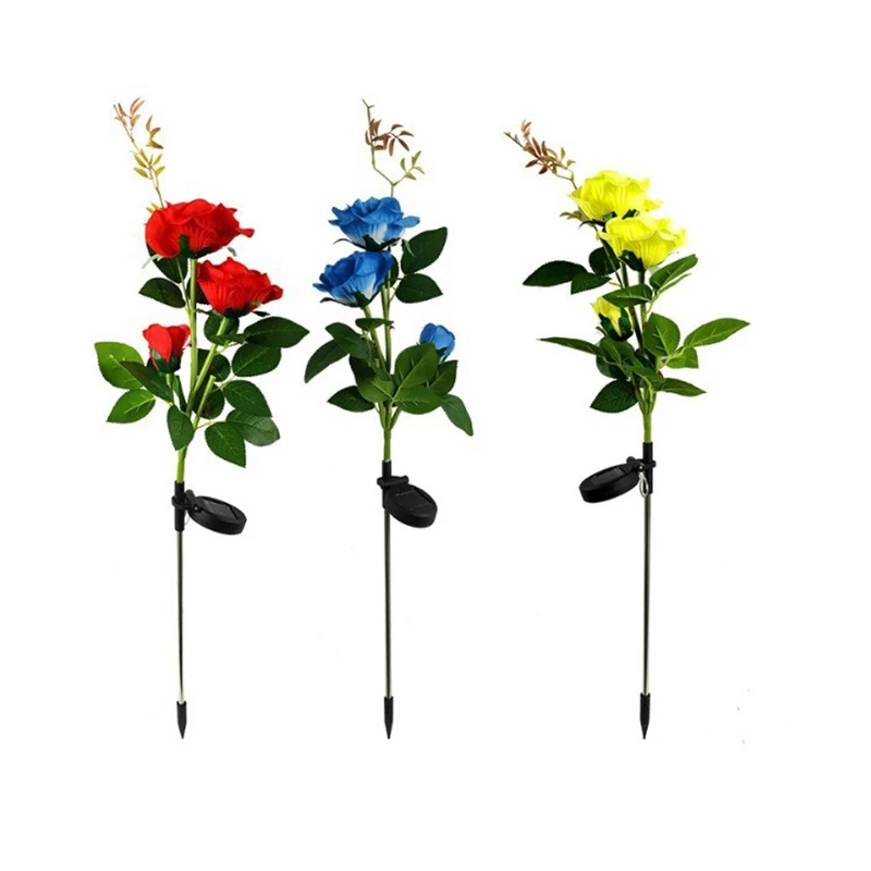 

GTBL Solar Powered Decorative Garden Stake Rose Light, Realistic Artificial Flowers for Flower Patio Grave Decorations