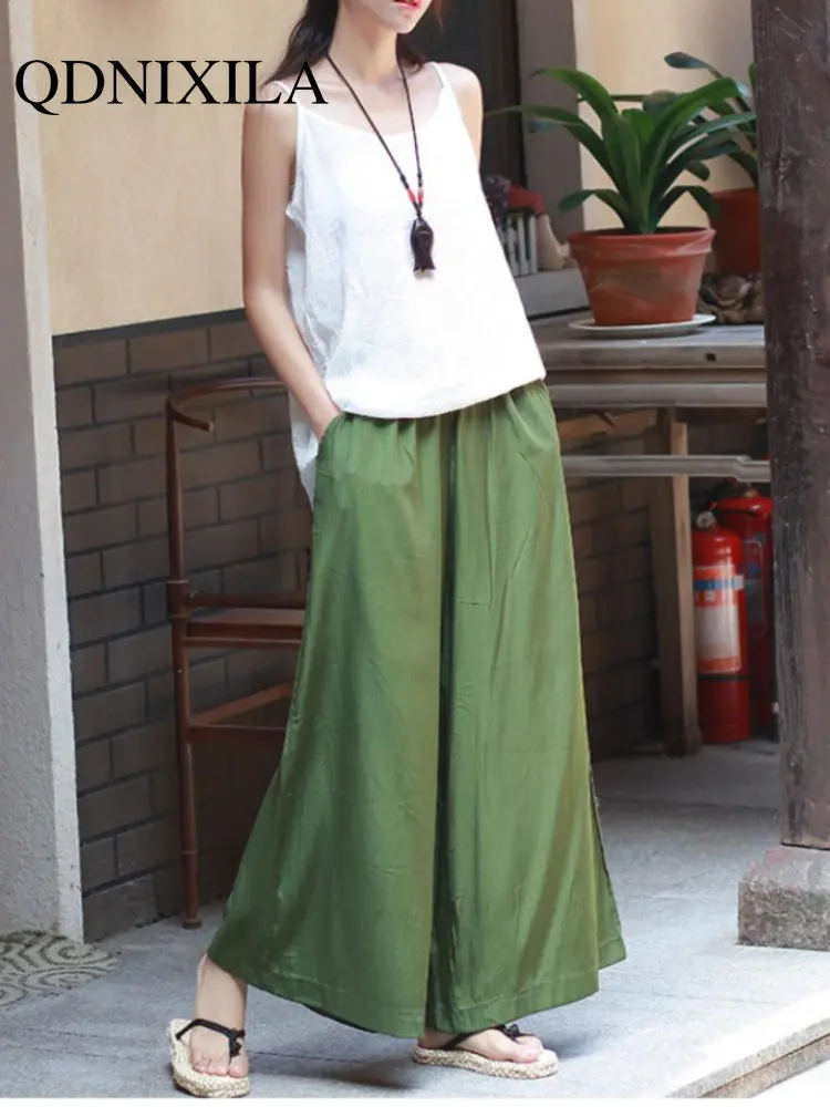 

Брюки женские с широкими штанинами до щиколотки, повседневные мешковатые штаны с завышенной талией, свободная уличная одежда, весна-лето 2023