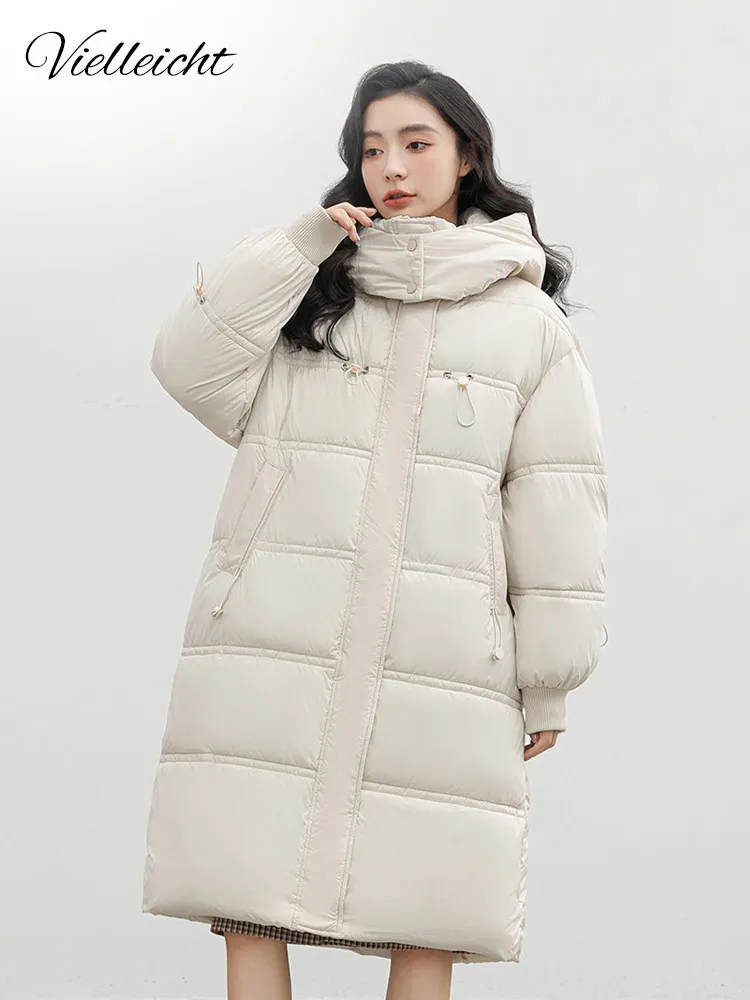 

Vielleicht 2023 New Autumn Winter Women Puffer Jacket Cotton Padded Casual Coat Long Hooded Parkas Clothes Wadded Warm Outwear