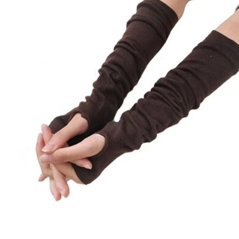 

Fashion Half Finger Gloves For Women Winter Soft Warm Wool Knitting Arm Short Warm Fingerless Mittens Cuff Gloves Unisex