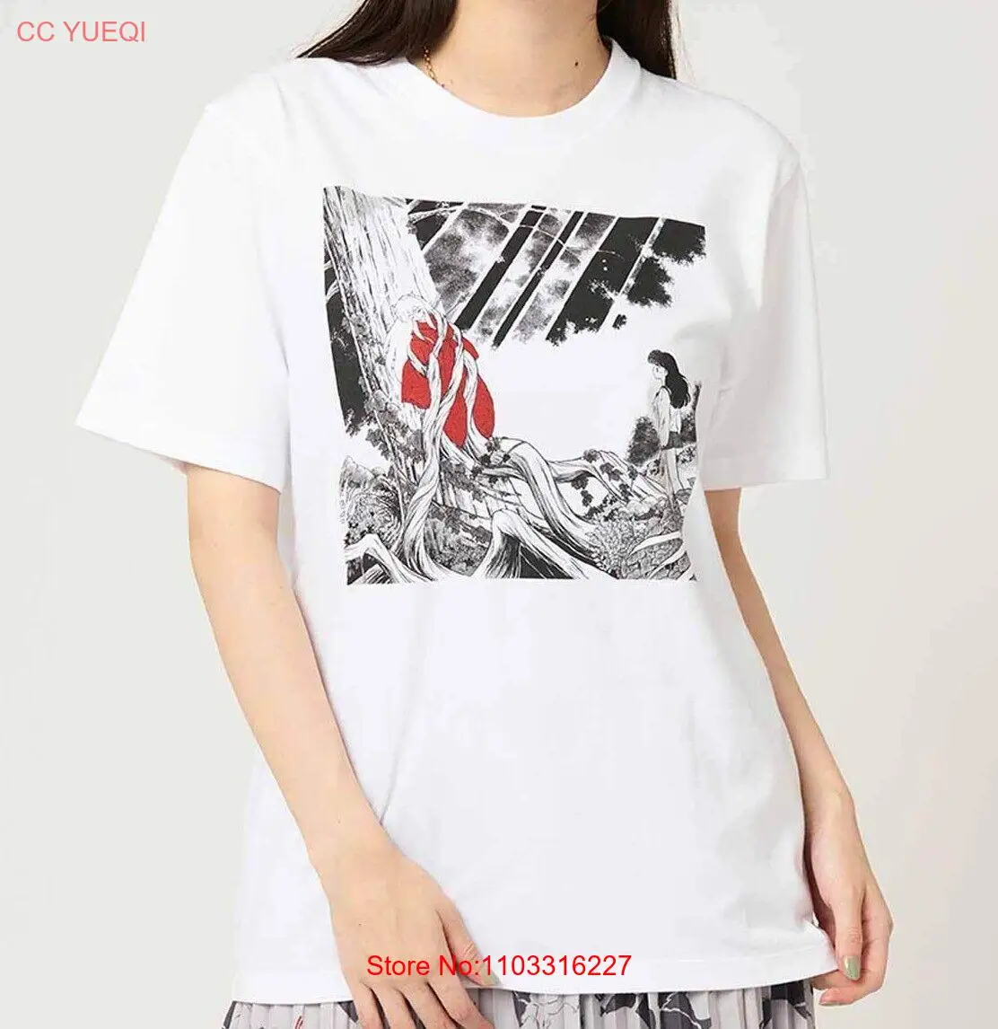 Хлопковая футболка Inuyasha 100% с коротким рукавом белая японская предварительно