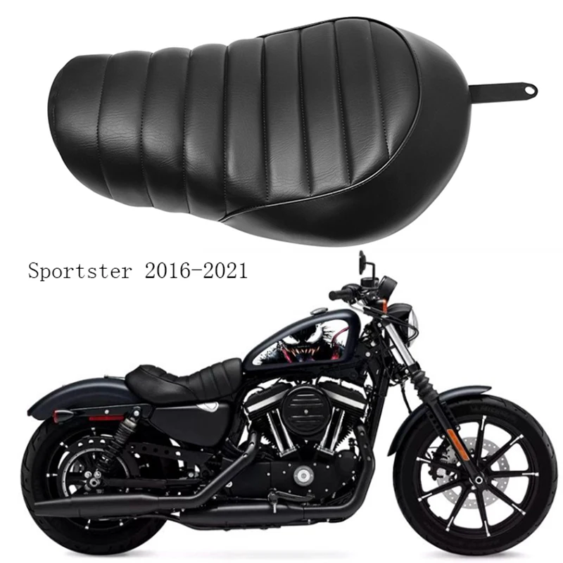 

Черное Кожаное переднее сиденье для водителя мотоцикла, подходит для Harley Sportster Iron XL 883 1200 Roadster Custom 2016-2021