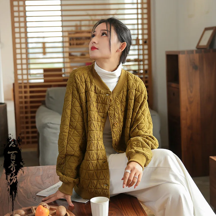 Winter Literary Women's New Loose Thin Clip Cotton Thickened Jacket Live Supply Women's Cotton Clothing Cotton Jacket