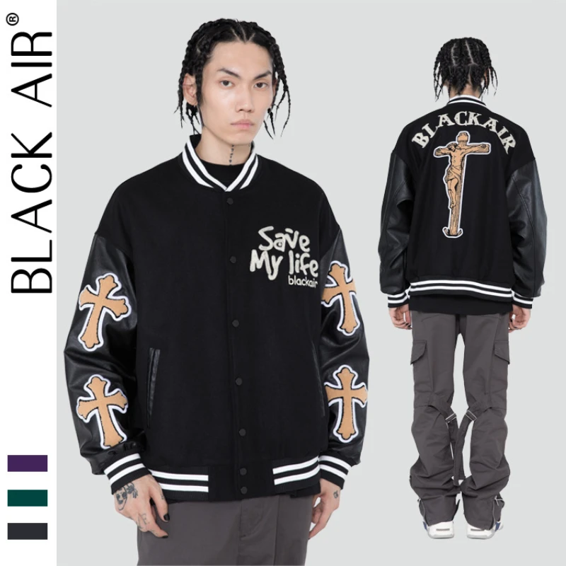 

Мужская куртка-бомбер с рукавом из ПУ кожи, в стиле панк