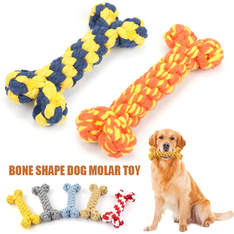 

5 Colors Dog Toys for Small Large Dogs Bones Shape Cotton Pet Puppy Teething Chew Bite Resistant Toy Pets Accessories Supplies