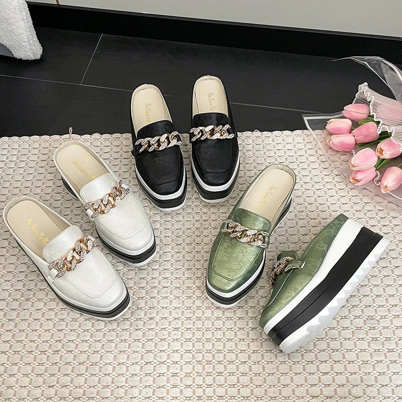 Женские туфли на танкетке сандалии платформе высокий каблук без задника цвет