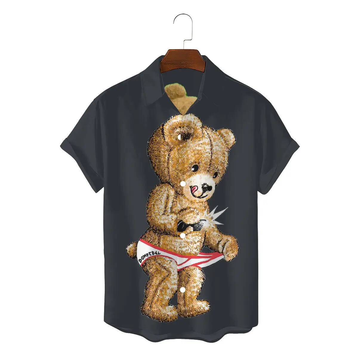 

Snap Box 2022 Men Funny Hawaii Shirts Teddy Bear Square Neck Short Sleeve Polyester 3D Shirt Top Quality Birthday Gifts