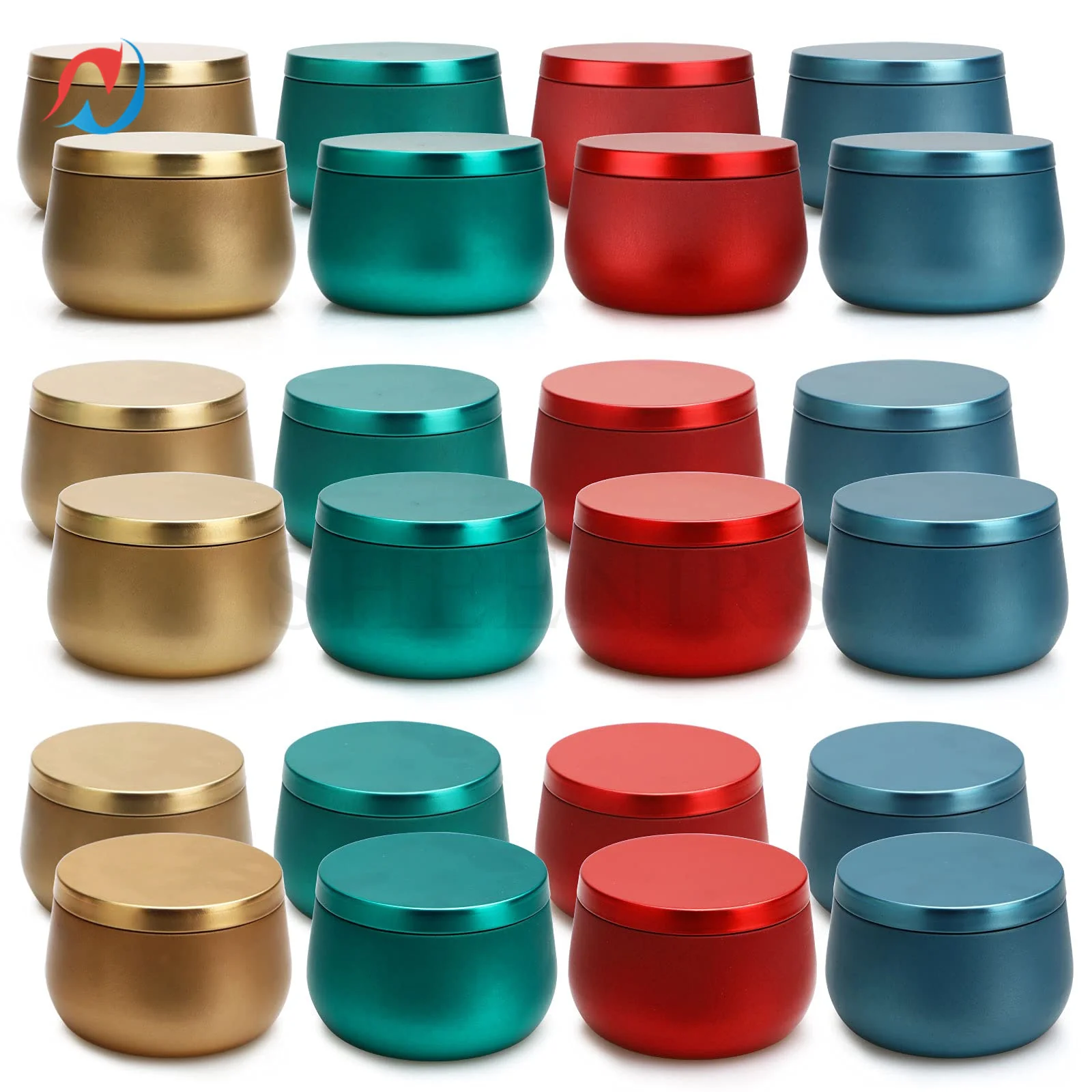 

Sheenirs 12Pcs 120ml Round Candle Jars Travel Tins Cream Balm Nail Candle Cosmetic Container Beauty Organizer Tea Cans Metal Box