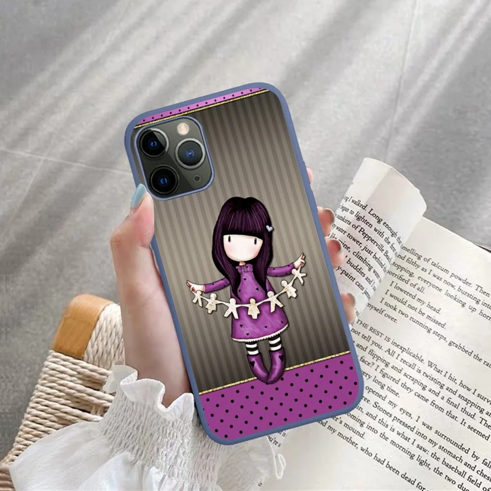 S-Santoro girl G-Gorjuss Phone Case for iPhone 14 11 12 13 Mini Pro Xs Max 8 7 6 6S Plus X XR Solid Candy Color