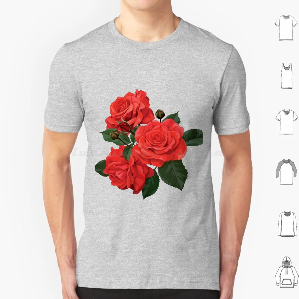 

Футболка с цветочным рисунком розы 6Xl, хлопковая крутая футболка с цветочным рисунком розы, розовыми цветами, акварелью, красивыми розами, для весны