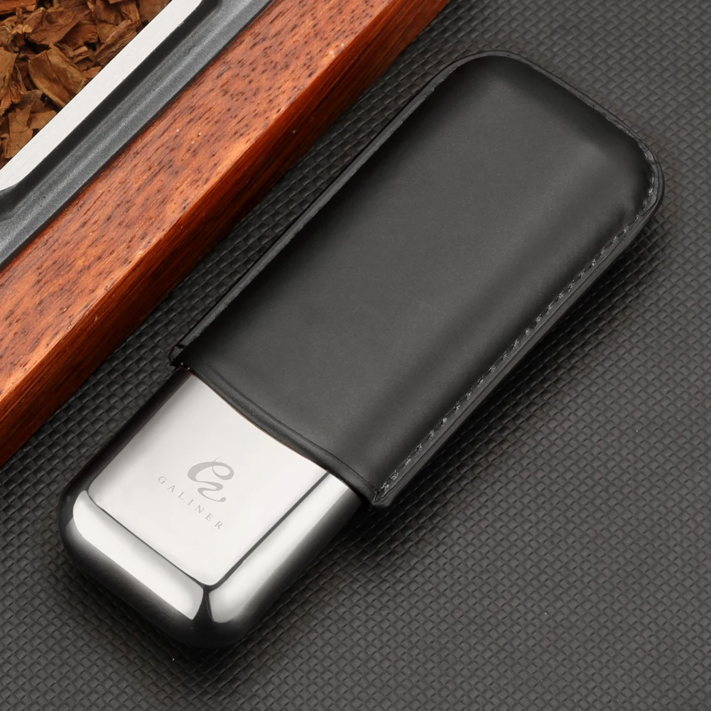 

GALINER Travel Cigar Leather Case Holster Fit 2 Cigars Tube Gift Gadgets For Man Husband Smoking Accessories Humidor Puro