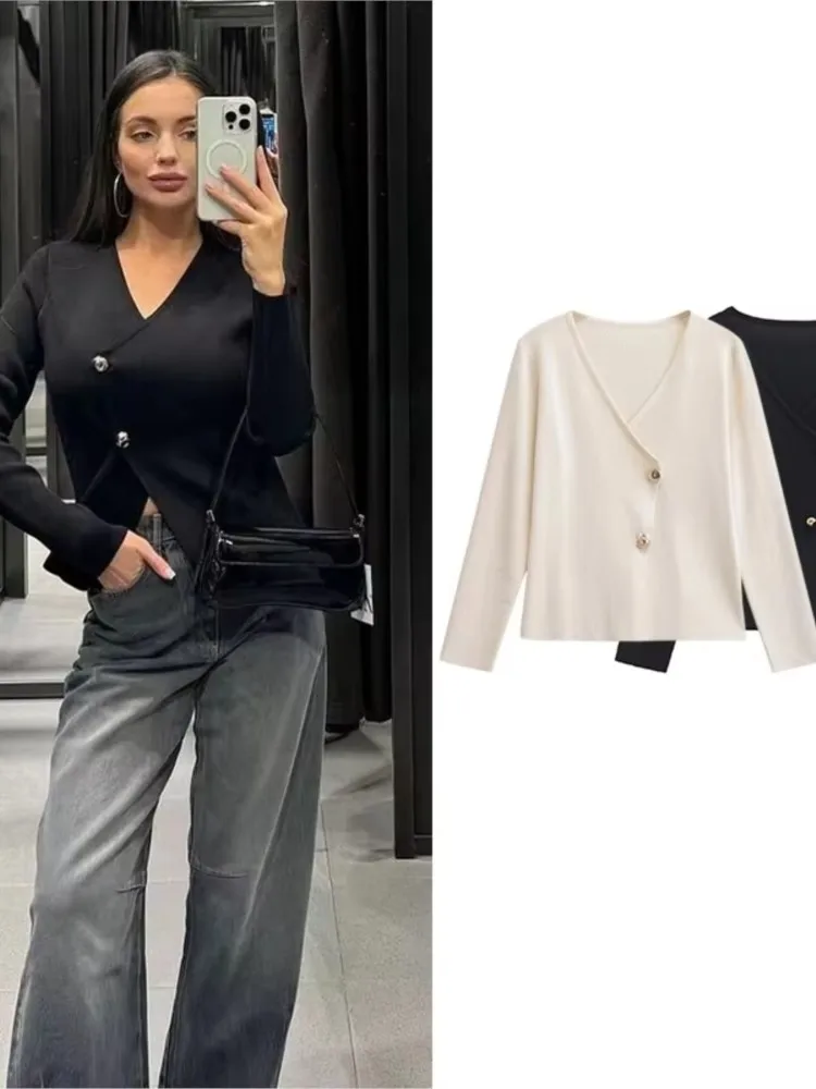 Шикарный тонкий вязаный кардиган свитер для женщин осень-зима 2024 новый