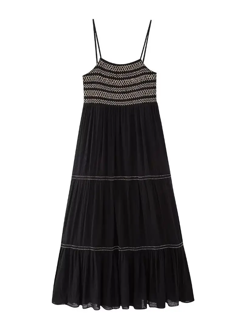 

MYIT 2023 NEW Summer Women Spaghetti Strap Patchwork Lace-up Decoration Backless Vintage Streewear Dresses