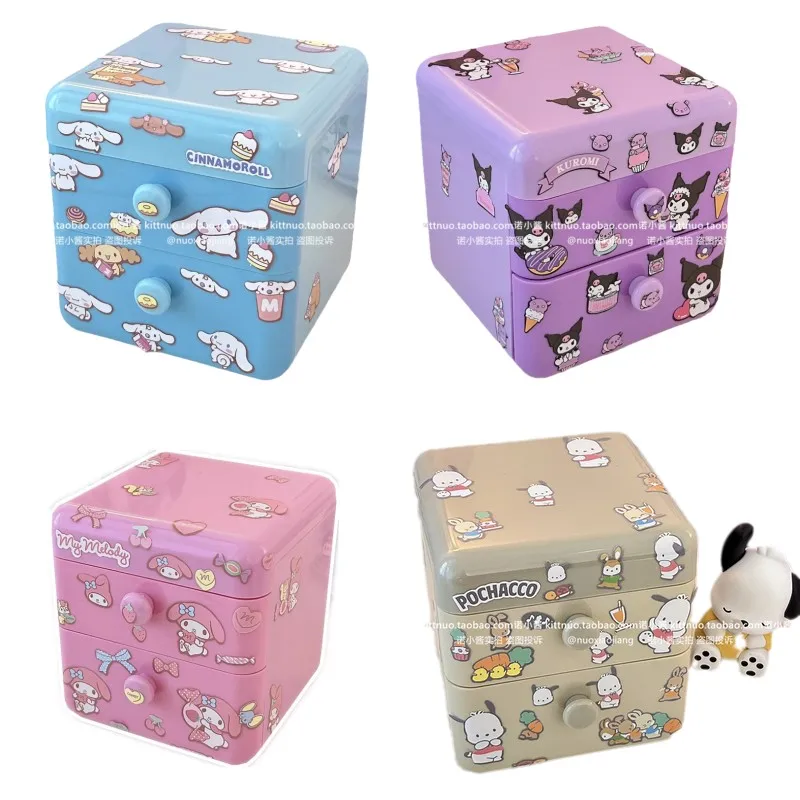 

Милый Настольный ящик с откидной крышкой My Melody Kuromi Kawaii Cinnamoroll коробка для хранения мелочей Sanrio аниме милая девушка сердце канцелярские принадлежности коробка для хранения