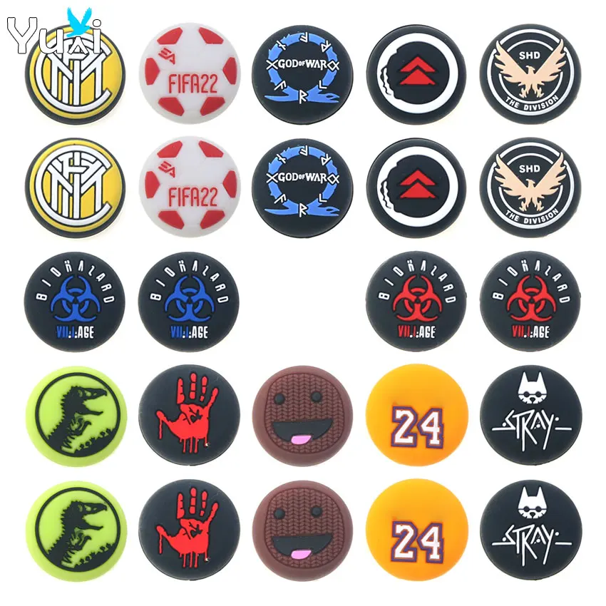 

YuXi 2pcs For PS5 PS4 PS3 Xbox One Series X/S Xbox360 Controller Soft Silicone Thumb Stick Grip Cap Joystick Cover