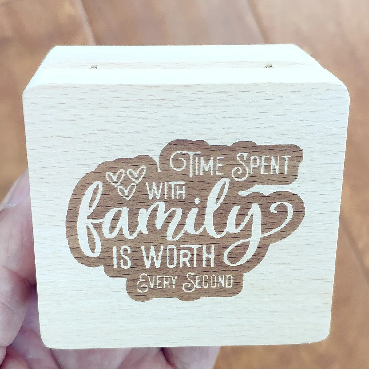 Потратьте время с семьей Стоит каждую секунду, деревянная музыкальная шкатулка с фото, индивидуальные подарки