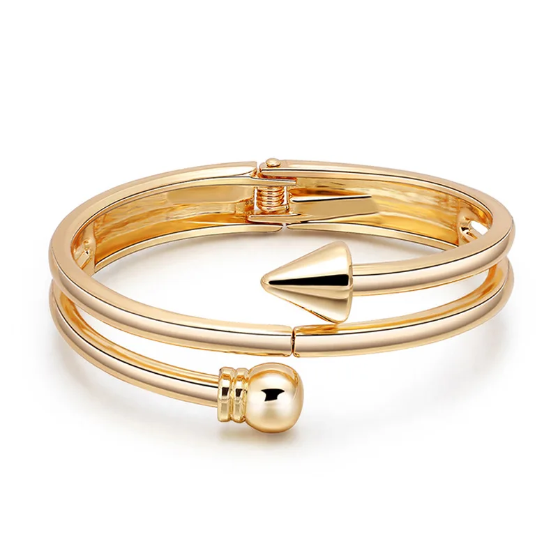 

2022 Popular Vintage Multilayer Bracelet Arrow Glossy Gold Plated Bracelet for Women Jewelry