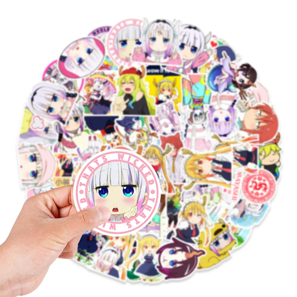 

50Pcs Miss Kobayashi's Dragon Maid Stickers Cartoon Anime Sticker Graffiti Decal Diary Fridge Skateboard Luggage Diy Kid Toy