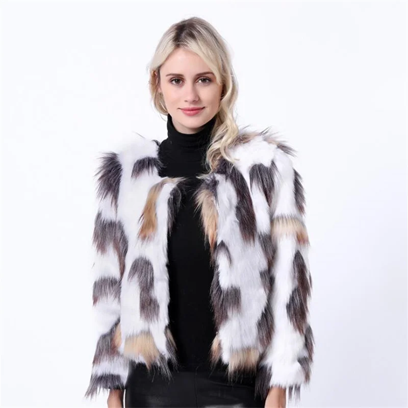 Autumn faux fur leather jacket womens warm Iridescent fur leather coat women loose jackets winter thicken fashion b533