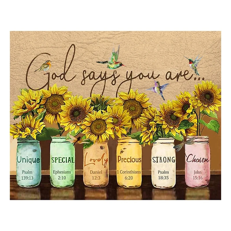 

Paint By Numbers For Adults Kits,Sunflower Arts DIY Canvas Oil Painting With Brushes And Acrylic Pigment 16X20 Inch