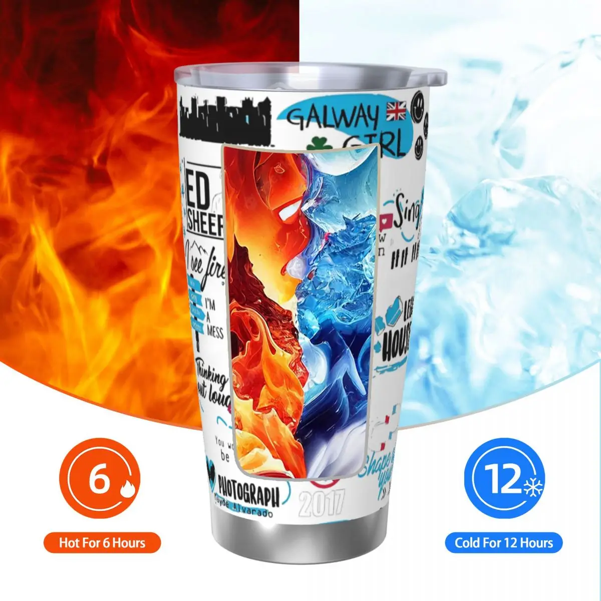 Изолированный стакан Ed Sheerans для каракули с крышкой кофейные кружки из