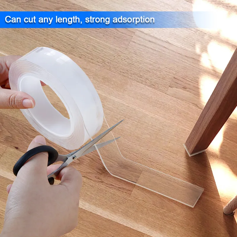 

Nano Double Sided Tape Heavy Duty Transparent Adhesive Strips Strong Sticky Multipurpose Reusable Waterproof Mounting Tape 2PCS