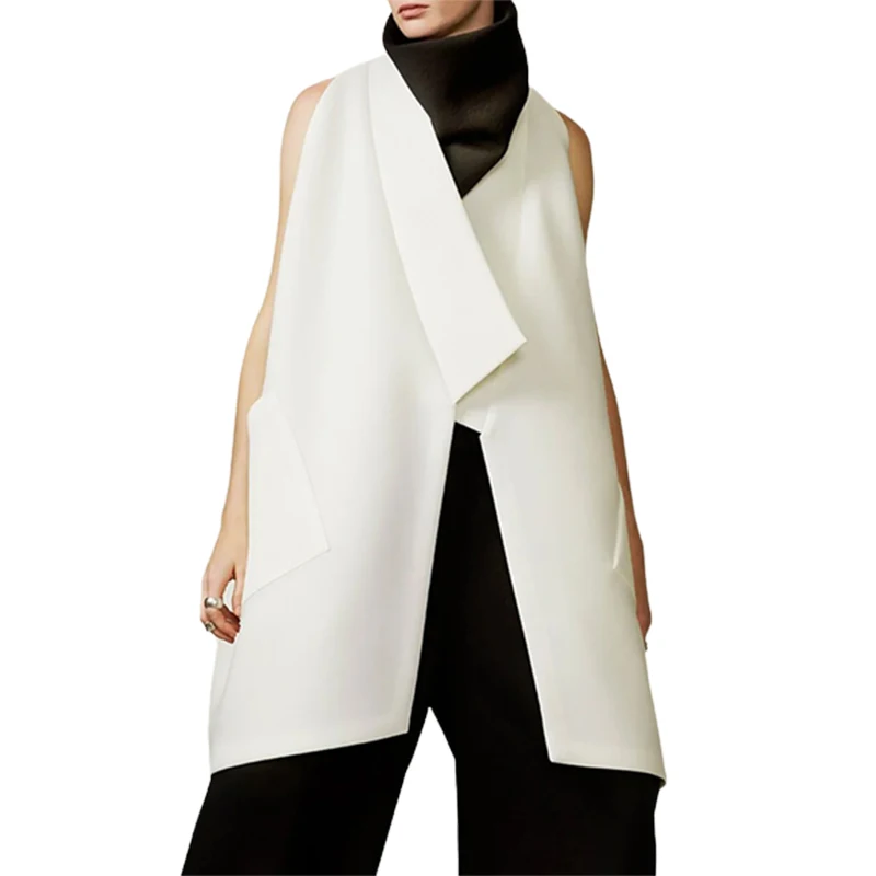 

Onecozyday 2023 New Korean Fashion Sleeveless Loose Pure White V-Neck Vest Top Summer Irregular Casual Coat Vest For Women