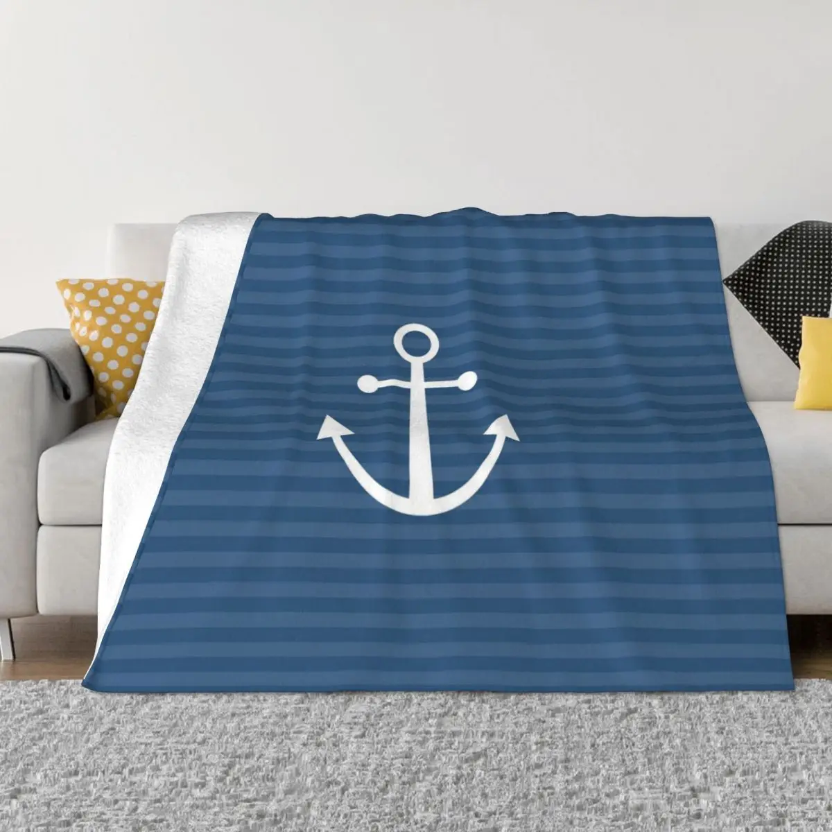 

Nautical Navy Anchor Blanket Fleece All Season Multifunction Ultra-Soft Throw Blanket for Bed Car Bedspread
