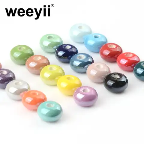 Multi -colored round ceramic beads for the manufacture of jewelry, 30 pcs/lot, 5 x8 mm
