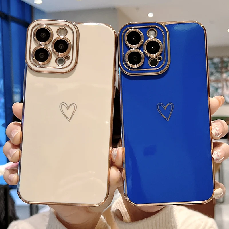 Чехол для iPhone 13 11 12 Pro Max XS X XR 7 8 Plus SE 2020 с гальваническим покрытием |