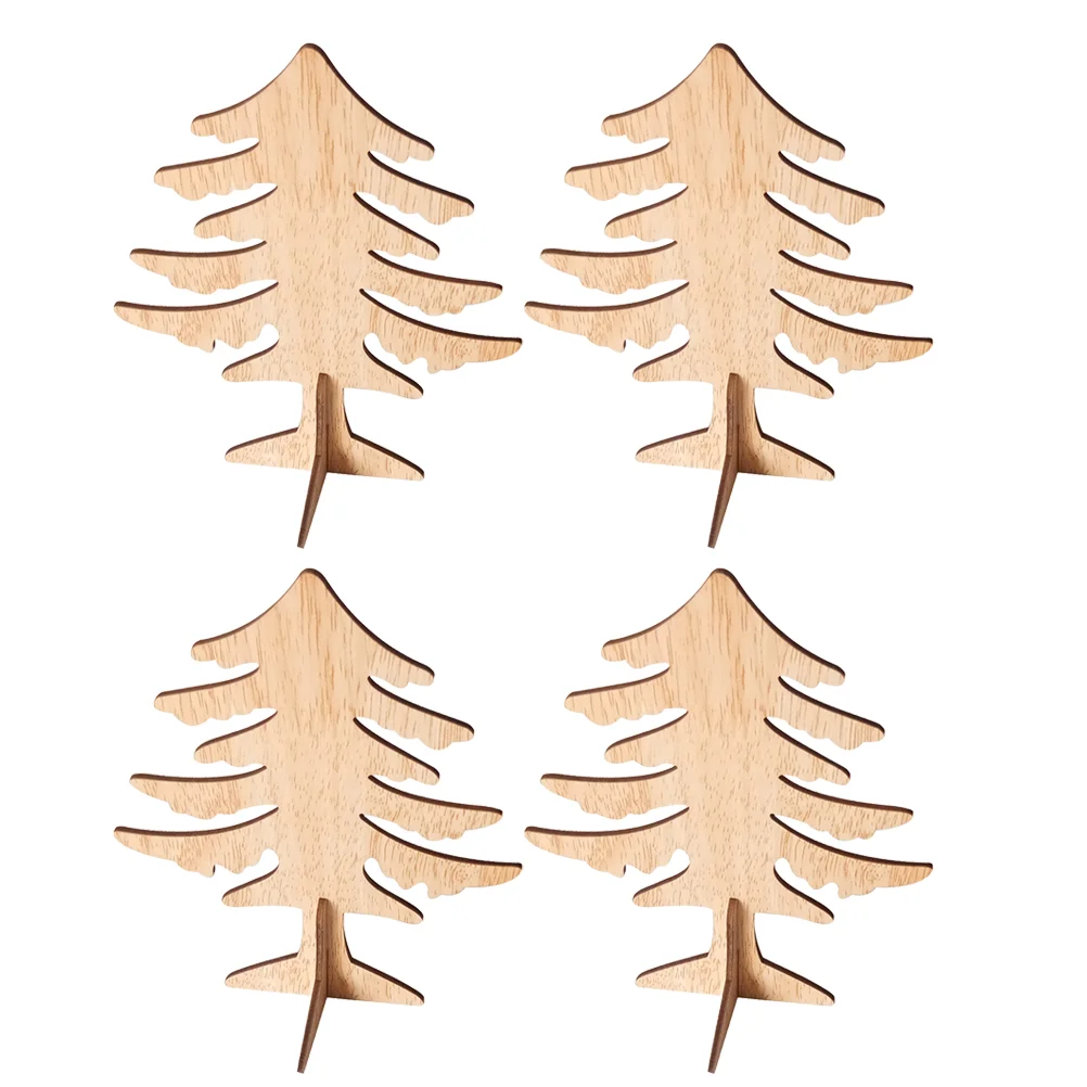 

6 Pcs Wood Desktop Adornments Miniture Decoration Decorate Ornament Bamboo Gift Christmas Ornaments
