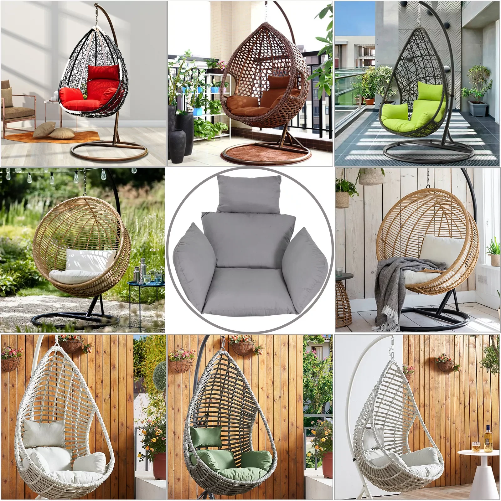 Swing Hanging Chair Cushions for Rattan Hanging Basket Garden Hanging Basket Chair Seat Hanging Egg Chair Back Cushions images - 6