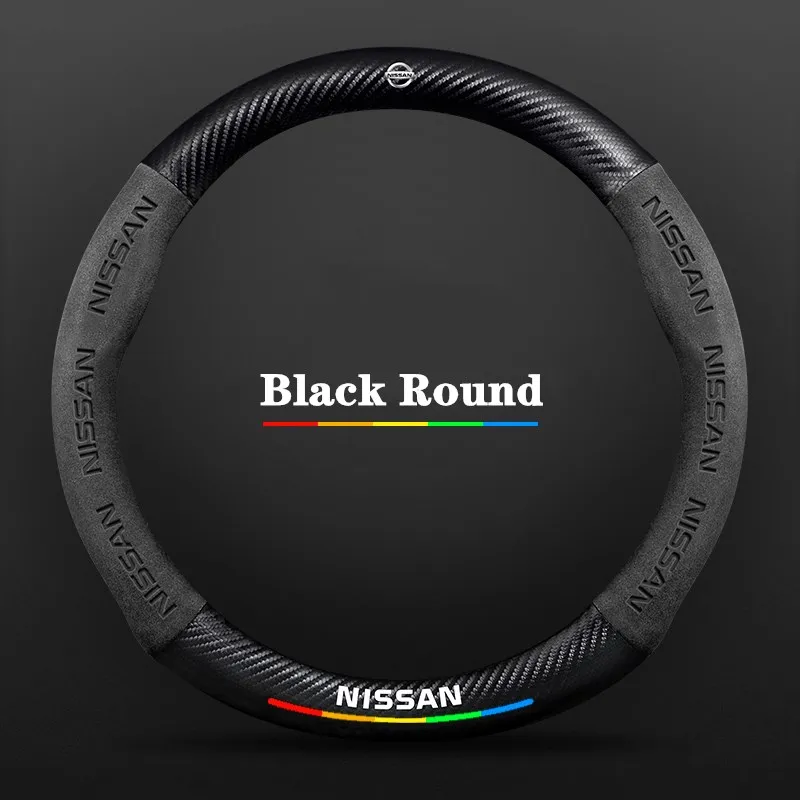 Suitable For Nissan Suede Carbon Fiber Steering Wheel Cover X-Trail Qashqai Rogue Sport Tiida Teana Sylphy Micra Juke Almera |