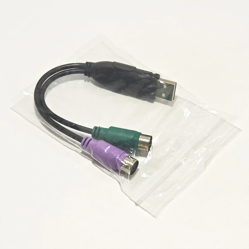 Фото Кабель-адаптер USB (штекер) - PS/2 (двойное преобразование) MD6*2, USB в интерфейс PS/2, для мыши и клавиатуры PS2 1/2, удлинительный кабель с круглым разъемом №5