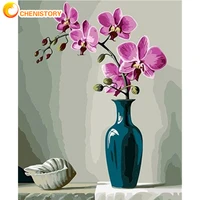 chenistory diy paint by numbers package flower acrylic paints art painting on canvas wall paintings crafts for adults kit decor